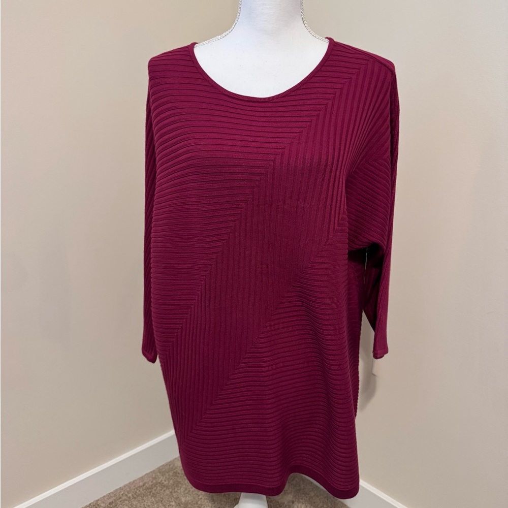 Chico’s Elegant Burgundy Knit Pullover Size 3 or XL